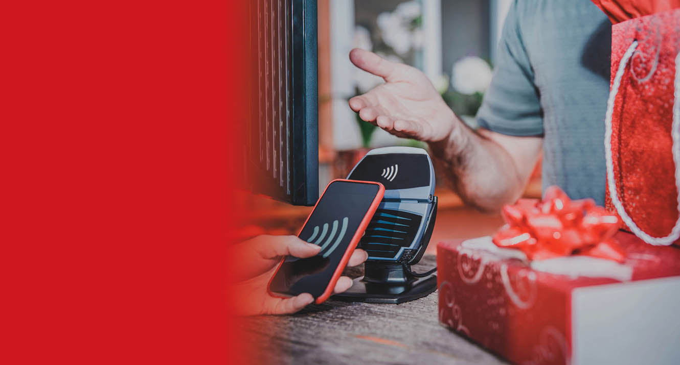 Customer using digital wallet at a store