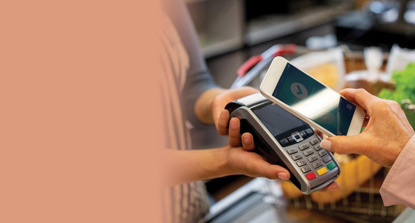 Customer using digital wallet at a store